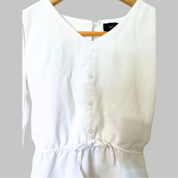 🍎NWOT Perfect White Blouse Girls Sz 6/7 Cinch Waist Bow - Picture 2 of 4